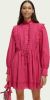 Scotch & Soda Roze Mini Jurk Mini Shirt Dress With Lace Detail In Organic Cotton online kopen